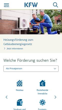 Vorschau der mobilen Webseite www.kfw.de, KfW Kreditanstalt für Wiederaufbau