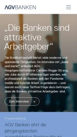 Vorschau der mobilen Webseite www.agvbanken.de, Arbeitgeberverband des privaten Bankengewerbes e.V. (AGVBanken)
