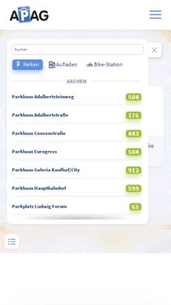 Vorschau der mobilen Webseite www.apag.de, Aachener Parkhaus GmbH (APAG)