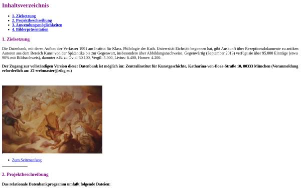 Vorschau von www1.ku-eichstaett.de, Eichstätter Datenbank zur Antike-Rezeption