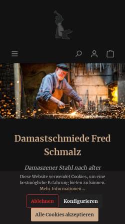Vorschau der mobilen Webseite www.damastschmiede.com, Fred Schmalz Damastschmiede