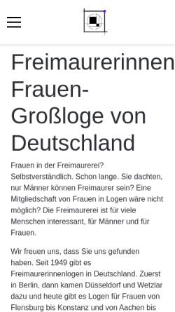 Vorschau der mobilen Webseite www.freimaurerinnen.de, Frauen-Großloge von Deutschland
