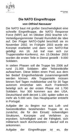 Vorschau der mobilen Webseite www.bits.de, BITS: Die NATO Eingreiftruppe