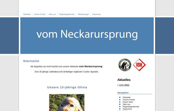 Vorschau von www.reichmanns-cocker-spaniels.de, Vom Neckarursprung