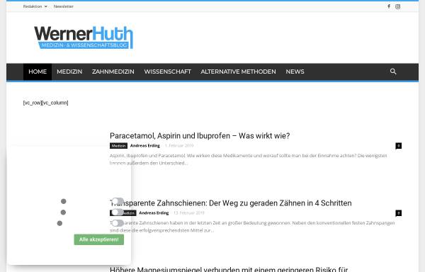 Vorschau von www.wernerhuth.de, Dr. med. Werner Huth, Arztpraxis