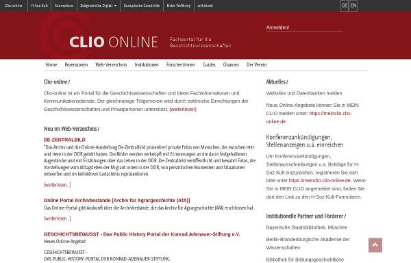 Vorschau von www.clio-online.de, Clio-Online