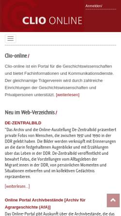 Vorschau der mobilen Webseite www.clio-online.de, Clio-Online