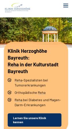 Vorschau der mobilen Webseite www.klinik-herzoghoehe.de, Klinik Herzoghöhe
