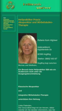 Vorschau der mobilen Webseite www.akupunktur-wirbelsaeulentherapie.de, Pramada D. Allgöwer
