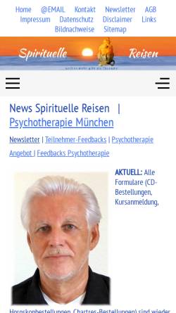 Vorschau der mobilen Webseite www.spirituelle-reisen.de, Spirituelle Reisen - Reinhold Pertler