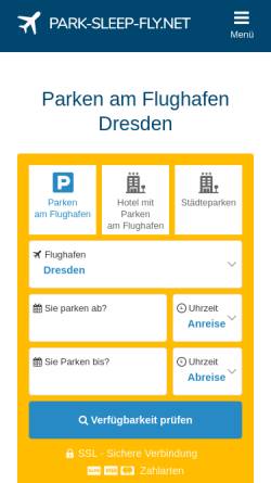 Vorschau der mobilen Webseite www.dresden-parken.de, Parken am Flughafen Dresden bei Dresden-Parken