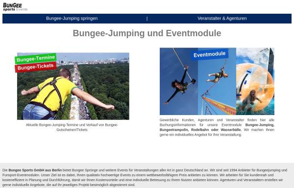 Vorschau von www.bungeesports.de, Bungee Sports Veranstaltungs GmbH