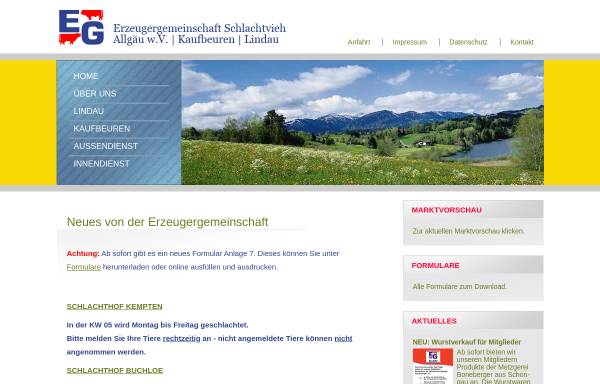 Vorschau von www.eg-kaufbeuren.de, Erzeugergemeinschaft für Schlachtvieh Allgäu w. V. Kaufbeuren