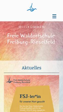 Vorschau der mobilen Webseite www.fws-freiburg-rieselfeld.de, Freie Waldorfschule Freiburg-Rieselfeld
