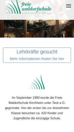 Vorschau der mobilen Webseite www.waldorfschule-kirchheim.de, Waldorfschule Kirchheim unter Teck e.G.