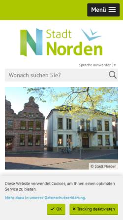 Vorschau der mobilen Webseite www.norden.de, Stadt Norden
