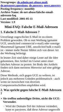 Vorschau der mobilen Webseite www.gerlo.de, FAQ: Falsche E-Mail-Adressen