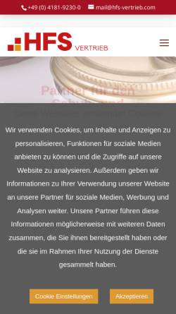 Vorschau der mobilen Webseite www.hfs-vertrieb.com, HFS Vertrieb GmbH