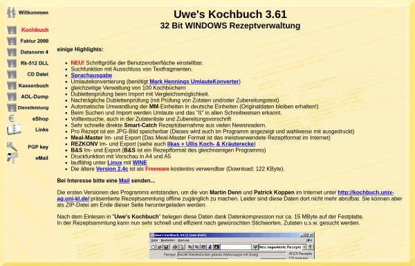 Vorschau von www.datanorm-software.de, Uwes Kochbuch