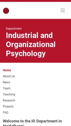 Vorschau der mobilen Webseite www.psychologie.uni-heidelberg.de, Arbeits-, Betriebs- und Organisationspsychologie - Universität Heidelberg