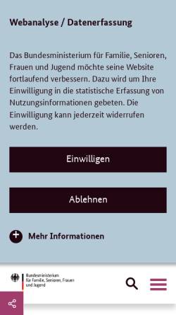 Vorschau der mobilen Webseite www.bmfsfj.de, Bundesministerium für Familie, Senioren, Frauen und Jugend