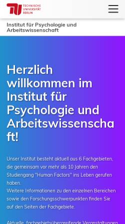 Vorschau der mobilen Webseite www.ipa.tu-berlin.de, Fachgebiet Arbeits- und Organisationspsychologie der TU-Berlin