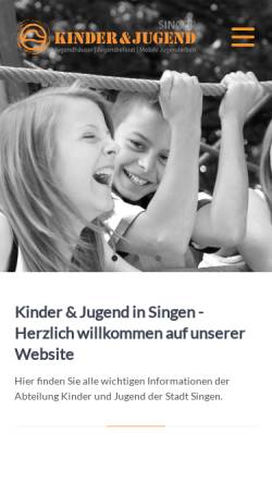 Vorschau der mobilen Webseite www.kinder-jugend-singen.de, Stadtjugendpflege Singen