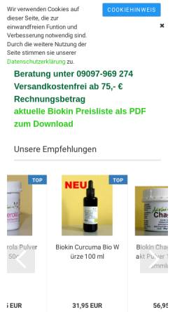 Vorschau der mobilen Webseite biokin.de, Biokin Inner Wellness