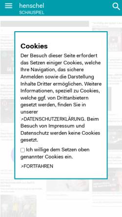 Vorschau der mobilen Webseite www.henschel-theater.de, Henschel Schauspiel