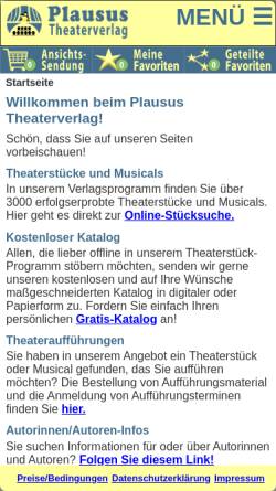 Vorschau der mobilen Webseite plausus.de, Plausus Theaterverlag Bonn