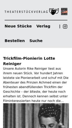 Vorschau der mobilen Webseite www.theaterstueckverlag.de, Theaterstückverlag München