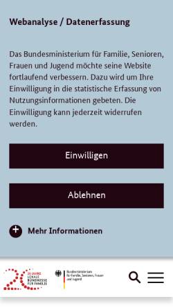Vorschau der mobilen Webseite www.lokales-buendnis-fuer-familie.de, Lokale Bündnisse für Familie