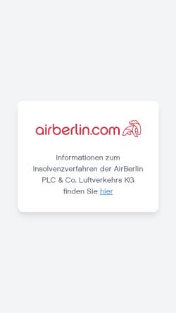 Vorschau der mobilen Webseite www.airberlin.com, Air Berlin GmbH & Co. Luftverkehrs KG
