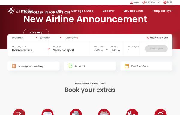 Vorschau von www.airmalta.com, Air Malta