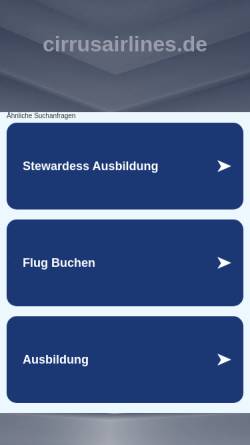 Vorschau der mobilen Webseite www.cirrusairlines.de, Cirrus Airlines