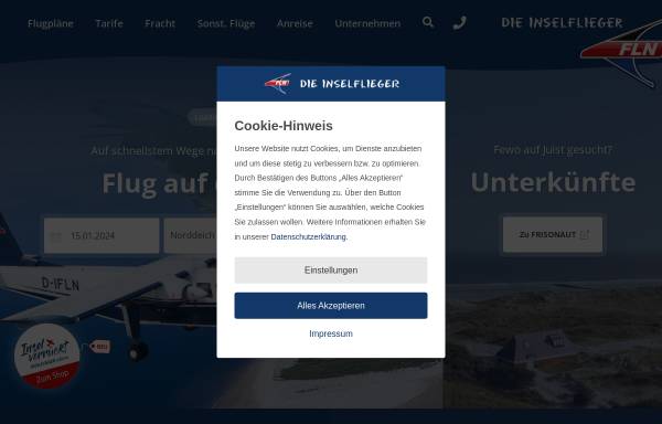 Vorschau von www.inselflieger.de, Luftverkehr Friesland Harle