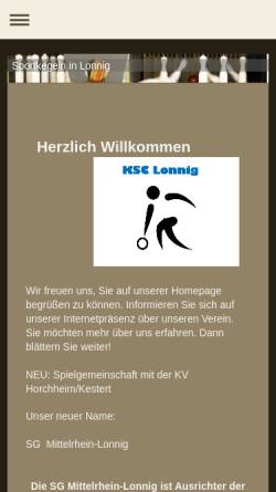 Vorschau der mobilen Webseite www.ksc-lonnig.de, Kegel-Sport-Club Lonnig e.V.