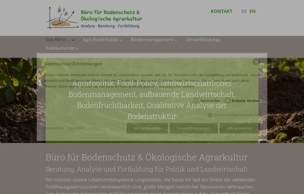 Vorschau von www.gesunde-erde.net, Büro für Bodenschutz und ökologische Agrarkultur - Dr. Andrea Beste