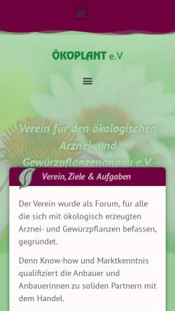 Vorschau der mobilen Webseite oekoplant-ev.de, Ökoplant e.V.