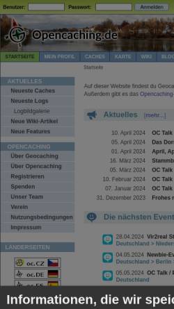 Vorschau der mobilen Webseite www.opencaching.de, Opencaching