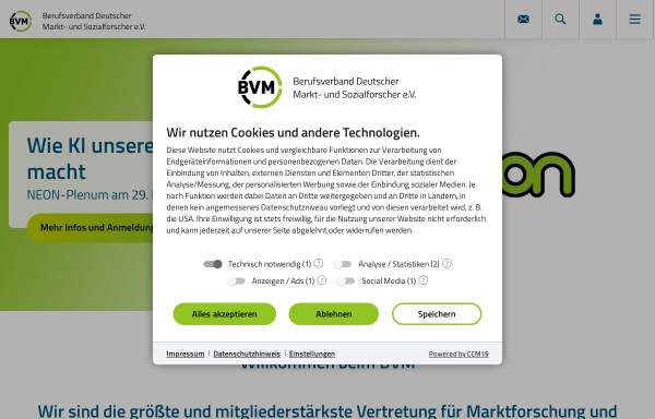 Vorschau von www.bvm.org, Berufsverband Deutscher Markt- und Sozialforscher
