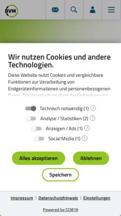 Vorschau der mobilen Webseite www.bvm.org, Berufsverband Deutscher Markt- und Sozialforscher