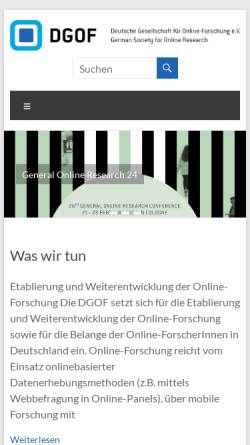 Vorschau der mobilen Webseite www.dgof.de, Deutsche Gesellschaft für Online Forschung e.V.