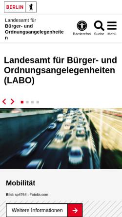 Vorschau der mobilen Webseite www.berlin.de, Landesamt für Bürger- und Ordnungsangelegenheiten (LABO)