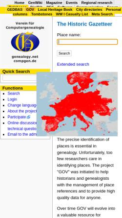 Vorschau der mobilen Webseite gov.genealogy.net, Das Genealogische OrtsVerzeichnis (GOV)