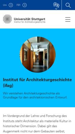 Vorschau der mobilen Webseite www.uni-stuttgart.de, Institut für Architekturgeschichte der Universität Stuttgart