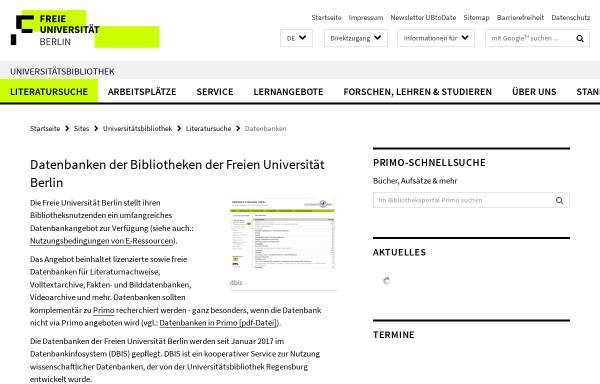 Vorschau von www.ub.fu-berlin.de, Datenbanksystem PubMed