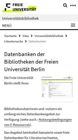 Vorschau der mobilen Webseite www.ub.fu-berlin.de, Datenbanksystem PubMed