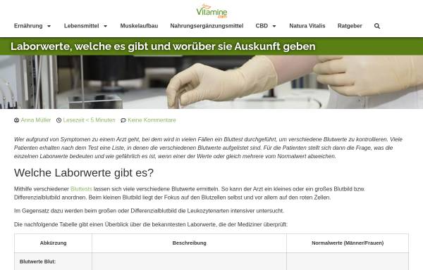 Vorschau von www.laborwerte-verzeichnis.de, Laborwerte-Verzeichnis