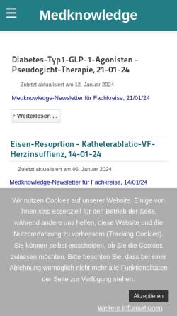 Vorschau der mobilen Webseite www.medknowledge.de, Wissensmanagement und Medizin